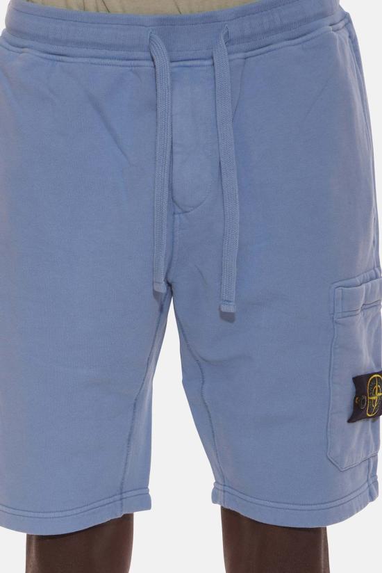  스톤 아일랜드 숏팬츠 브러시드 플리스 버뮤다 반바지 미드 블루 - STONE ISLAND