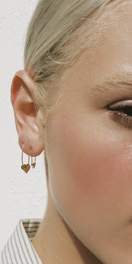  로렌 스튜어트 이어링 미니 하트 안전핀 귀걸이 로즈 골드 - LOREN STEWART