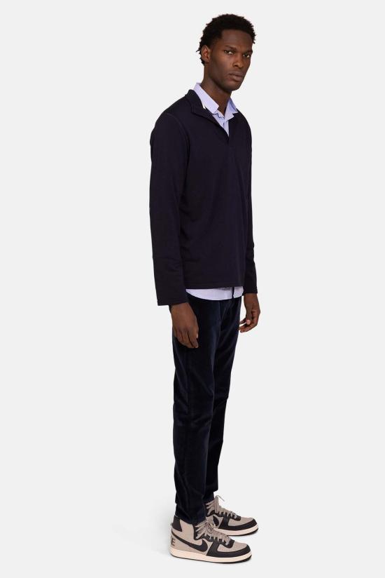  Blue&Cream 후드 티셔츠 블루&크림 메이슨 팝 칼라 풀오버 딥 네이비 - BLUE&CREAM