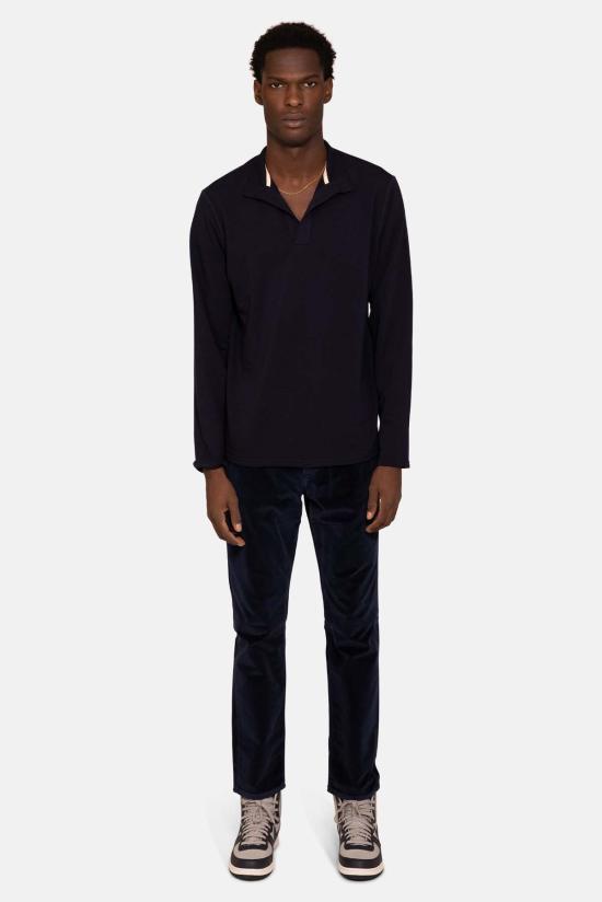  Blue&Cream 후드 티셔츠 블루&크림 메이슨 팝 칼라 풀오버 딥 네이비 - BLUE&CREAM