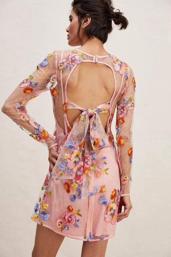  포러브앤레몬스 숏 원피스 For Love & Lemons 퍼시 미니 드레스 핑크 - FOR LOVE & LEMONS