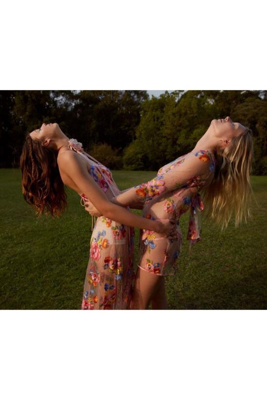  포러브앤레몬스 숏 원피스 For Love & Lemons 퍼시 미니 드레스 핑크 - FOR LOVE & LEMONS