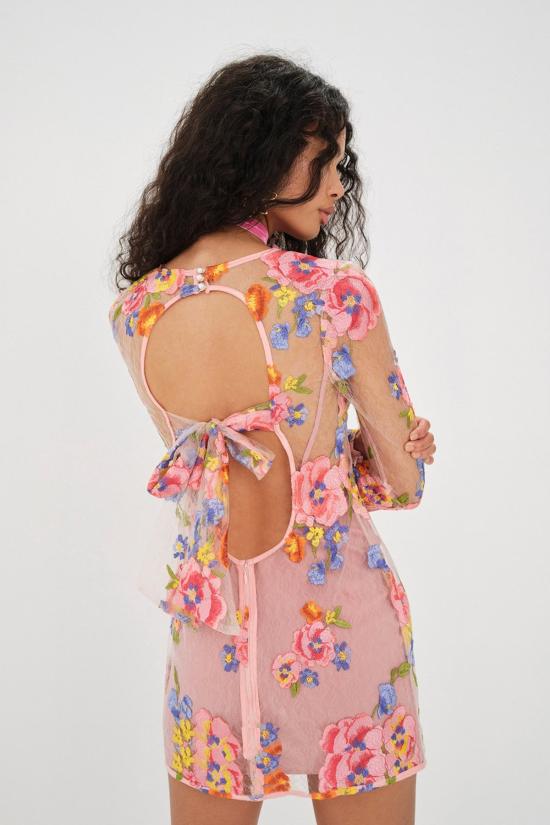  포러브앤레몬스 숏 원피스 For Love & Lemons 퍼시 미니 드레스 핑크 - FOR LOVE & LEMONS