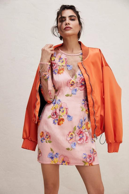  포러브앤레몬스 숏 원피스 For Love & Lemons 퍼시 미니 드레스 핑크 - FOR LOVE & LEMONS