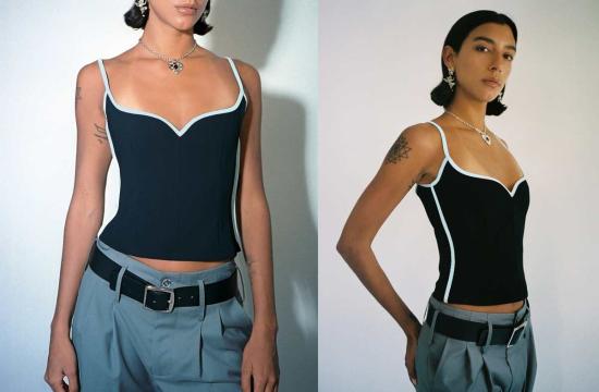  패리스 조지아 민소매 티셔츠 파리 조지아 하트 싱글렛 블랙 - PARIS GEORGIA