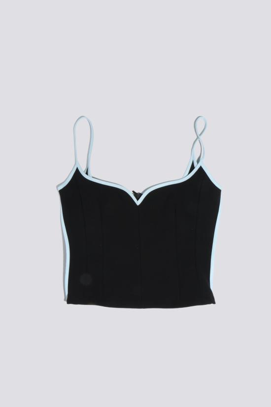  패리스 조지아 민소매 티셔츠 파리 조지아 하트 싱글렛 블랙