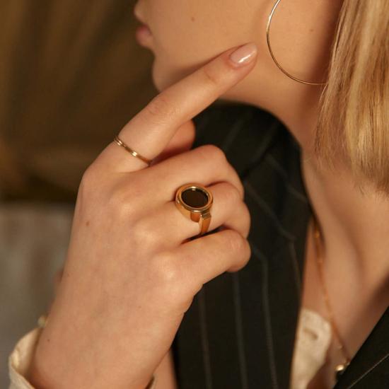  타린 토마스 반지 루나 링 옐로우 골드/스털링 실버/옐로우 브라스 - TARIN THOMAS