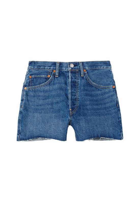  리던 데님 숏팬츠 50년대 컷오프 숏 베이 페이드 재/완료
