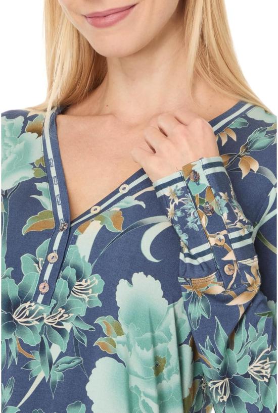  조니 와스 긴팔 티셔츠 Johnny는 Janie가 가장 좋아하는 헨리 피오니 블루였습니다. - JOHNNY WAS