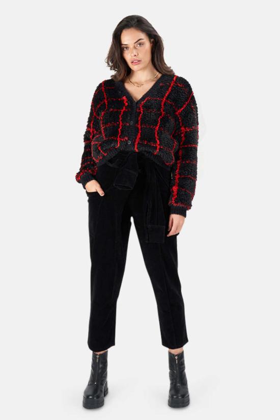  알티에이 가디건 Rt A Ella 카디건 블랙/레드 그리드 - RTA