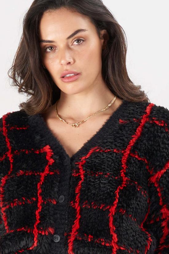  알티에이 가디건 Rt A Ella 카디건 블랙/레드 그리드 - RTA