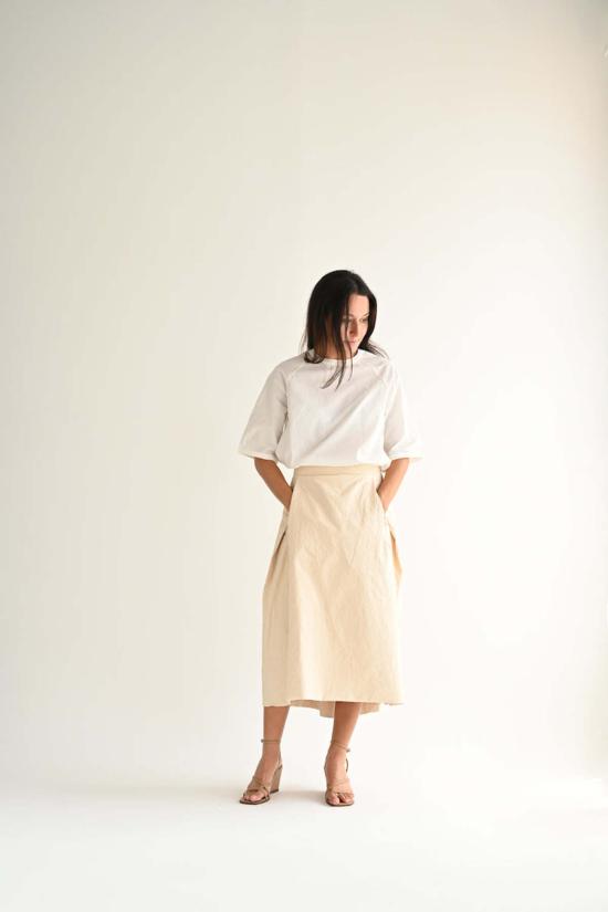  케이시 케이시 미디 스커트 문 스커트 에크루