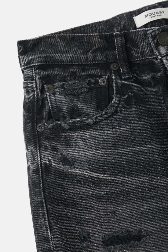  마우지 데님 팬츠 Moussy Odessa 와이드 스트레이트 데님 블랙 - MOUSSY