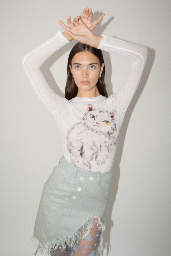  유한왕 숏 스커트 유한 왕 프레이드 트위드 스커트 그레이 - YUHAN WANG