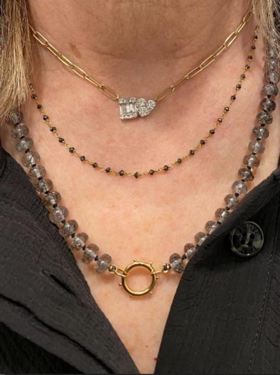  Chammomile 목걸이/팬던트 카모마일 루틸레이티드 쿼츠 보석 목걸이 블랙 - OTHER BRANDS