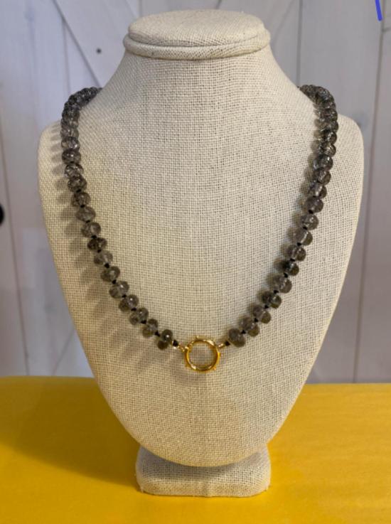  Chammomile 목걸이/팬던트 카모마일 루틸레이티드 쿼츠 보석 목걸이 블랙