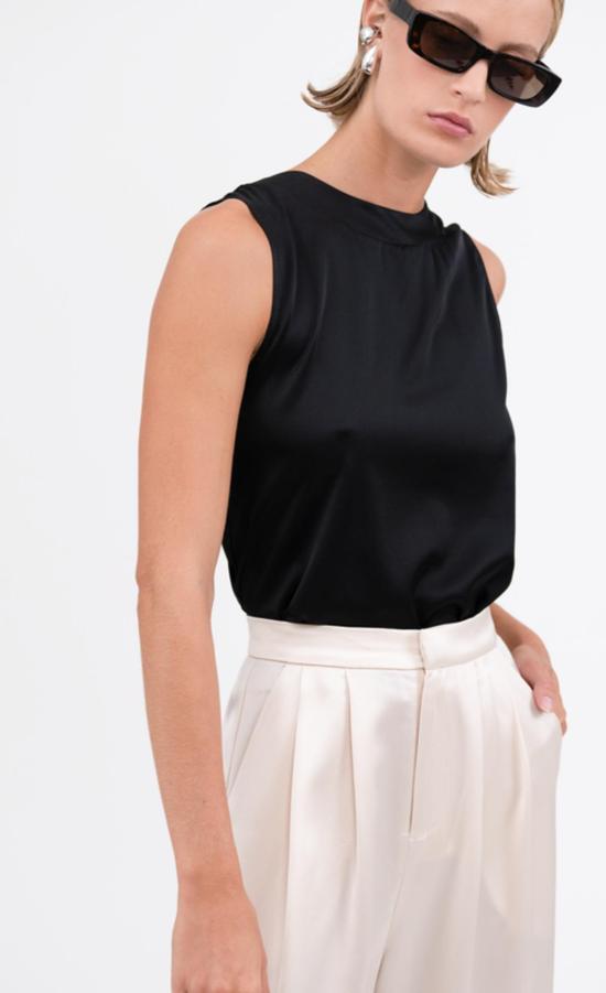  논살란트 레이블 민소매 티셔츠 넌샬런트 라벨 제이든 탑 블랙