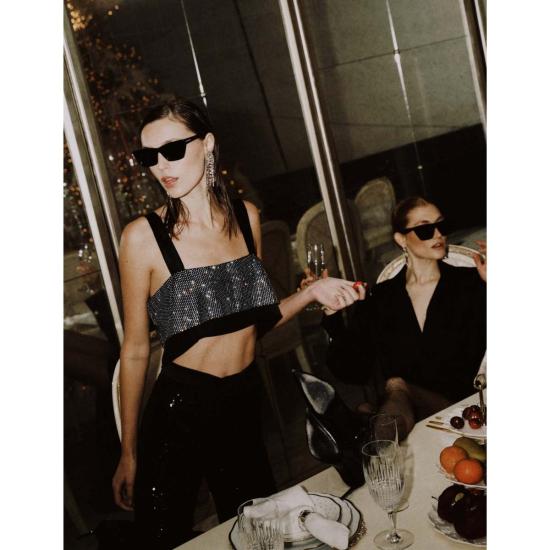  논살란트 레이블 크롭 팬츠 넌캐럴런트 라벨 카프리 크롭 블랙 - NONCHALANT LABEL