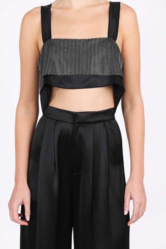  논살란트 레이블 크롭 팬츠 넌캐럴런트 라벨 카프리 크롭 블랙 - NONCHALANT LABEL