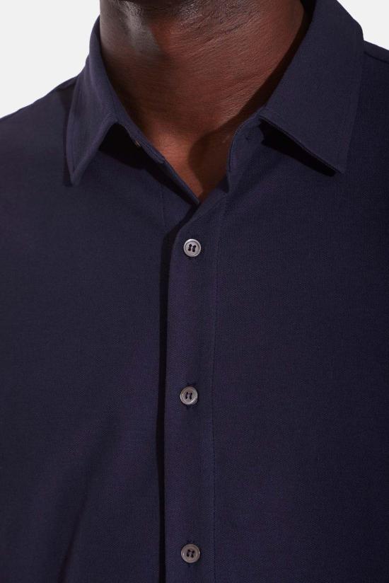  볼리올리 긴팔 셔츠 Boglioli 저지 피케  네이비 - BOGLIOLI