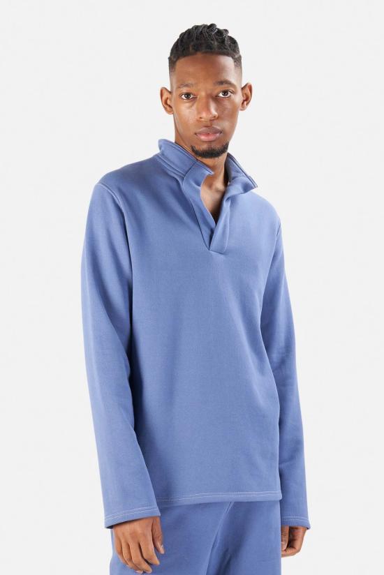  Blue&Cream 폴로 티셔츠 블루&크림 팝 칼라 풀오버 세일 블루 - BLUE&CREAM