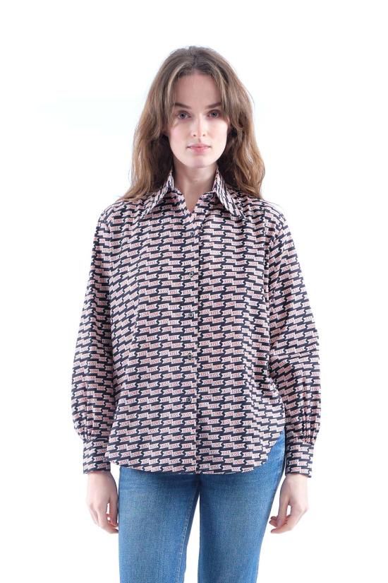  라 프레스틱 위스통 블라우스 라프레스틱 위스톤 브룩스 키스 러브 탑 블랙 멀티