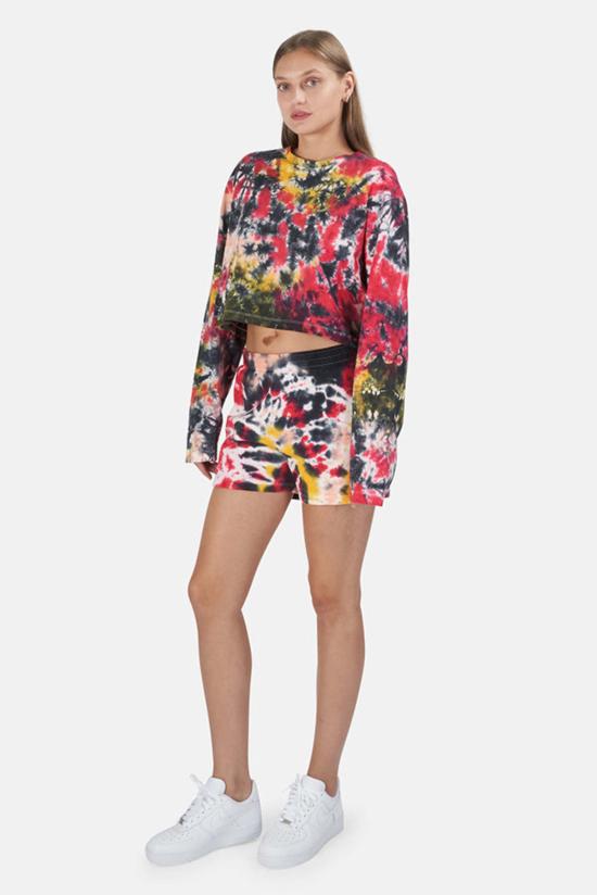  블루&크림 긴팔 티셔츠 타이 다이  타이 다이