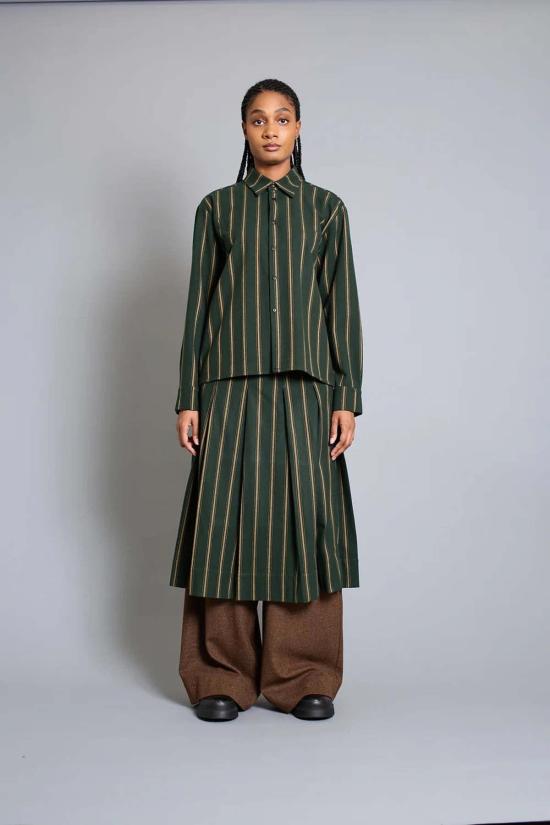  WOWO 탑 와우 밥 셔츠 그린 스트라이프