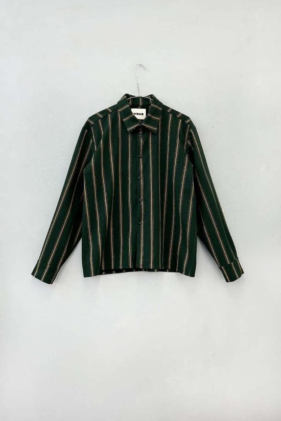  WOWO 탑 와우 밥 셔츠 그린 스트라이프 - OTHER BRANDS