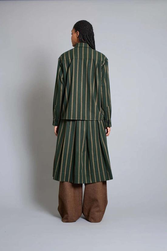  WOWO 탑 와우 밥 셔츠 그린 스트라이프 - OTHER BRANDS