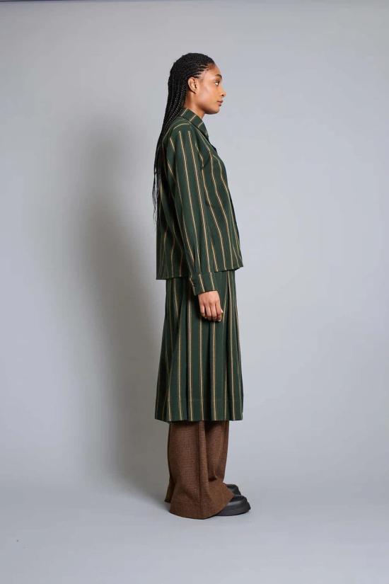  WOWO 탑 와우 밥 셔츠 그린 스트라이프 - OTHER BRANDS