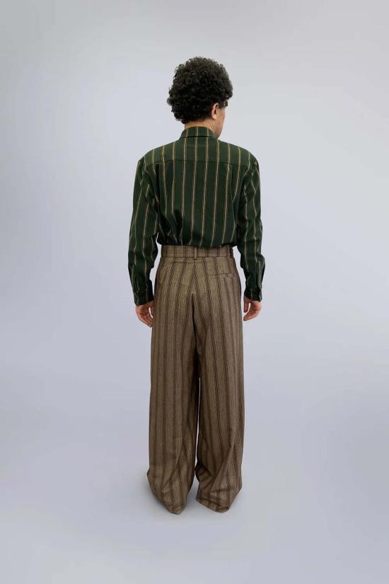  WOWO 탑 와우 밥 셔츠 그린 스트라이프 - OTHER BRANDS