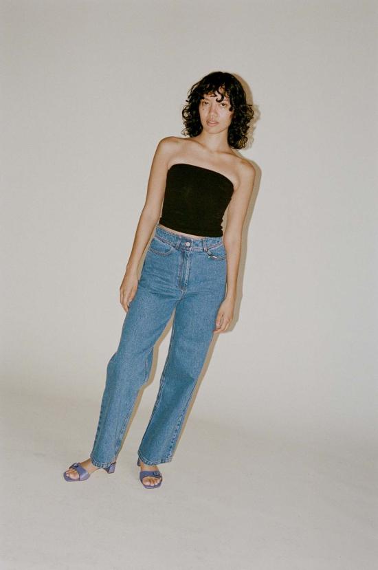  레지나표 데님 팬츠 레지나 표 모드 트라우저 데님 블루 - REJINA PYO