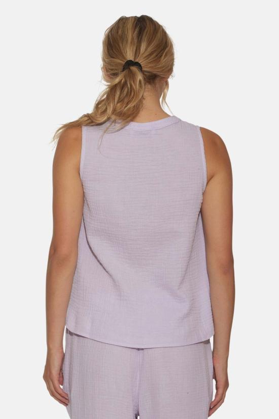  더 타일 클럽 민소매 티셔츠 타일 클럽 데본 거즈 슬리브리스 탑 라벤더 - THE TILE CLUB