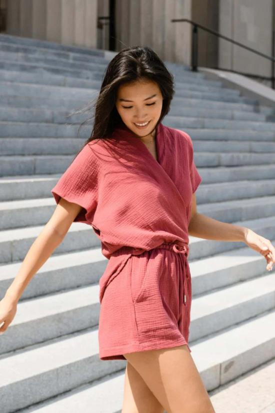  Natalie Busby 숏팬츠 나탈리 버스비 코튼 거즈 드로스트링 반바지 히비스커스 - OTHER BRANDS