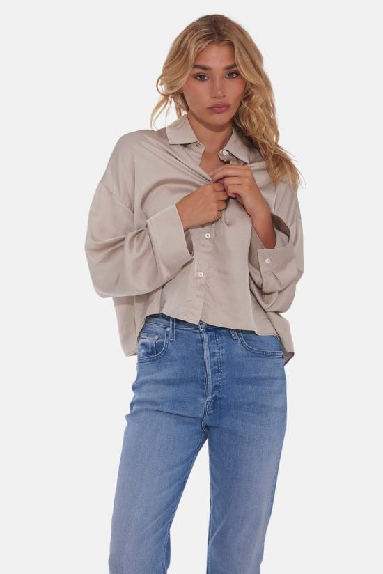  The Tile Club 후드 티셔츠 타일 클럽 로라 크롭 새틴 셔츠 샴페인 - OTHER BRANDS