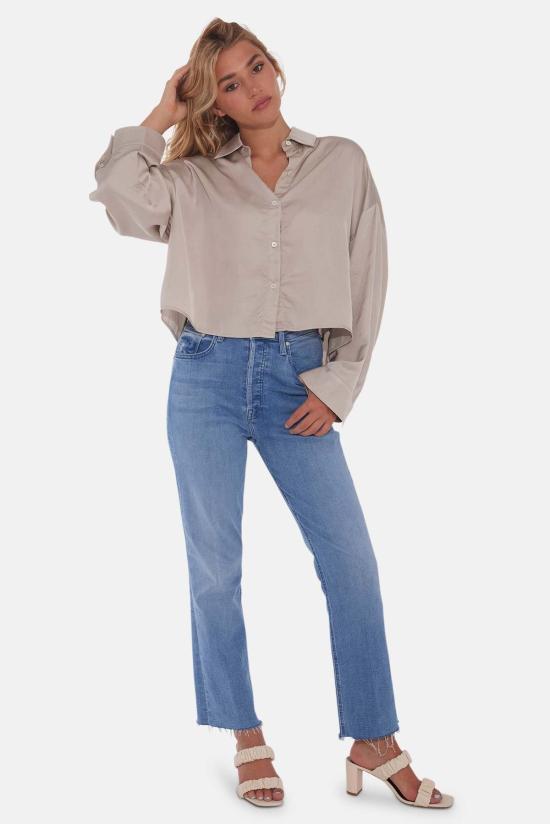  The Tile Club 후드 티셔츠 타일 클럽 로라 크롭 새틴 셔츠 샴페인 - OTHER BRANDS