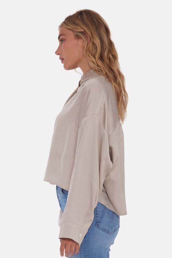  The Tile Club 후드 티셔츠 타일 클럽 로라 크롭 새틴 셔츠 샴페인 - OTHER BRANDS