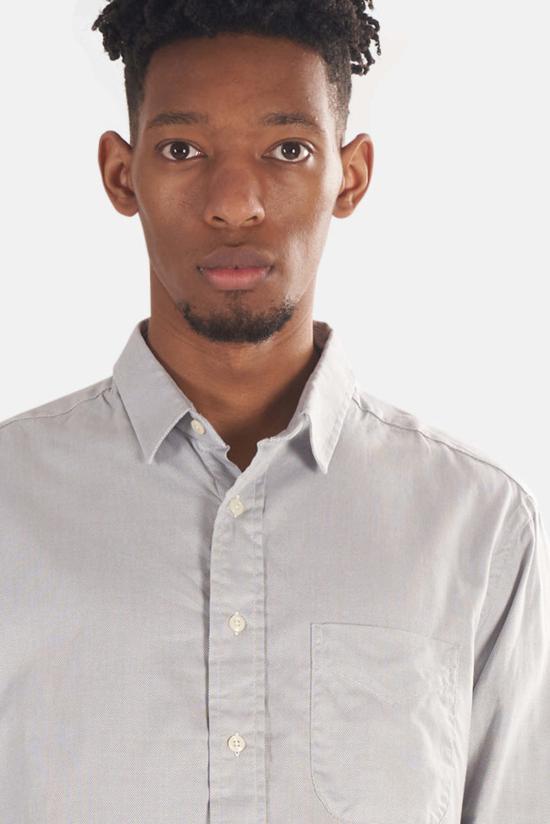  Blue&Cream 긴팔 셔츠 블루&크림 피케 버튼 다운 그레이 - BLUE&CREAM