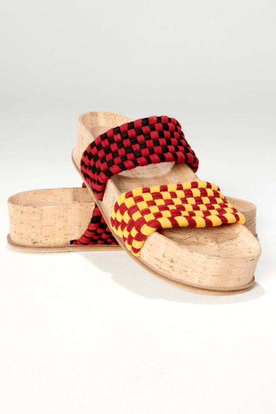  마레아 뮬/슬리퍼 도블 반다 샌들 버건디/머스타드 - MAREA