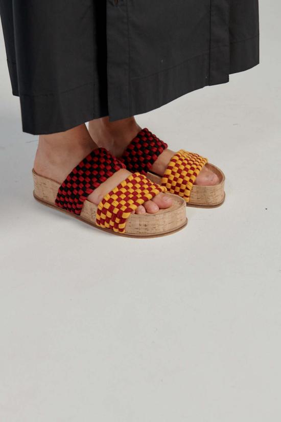  마레아 뮬/슬리퍼 도블 반다 샌들 버건디/머스타드