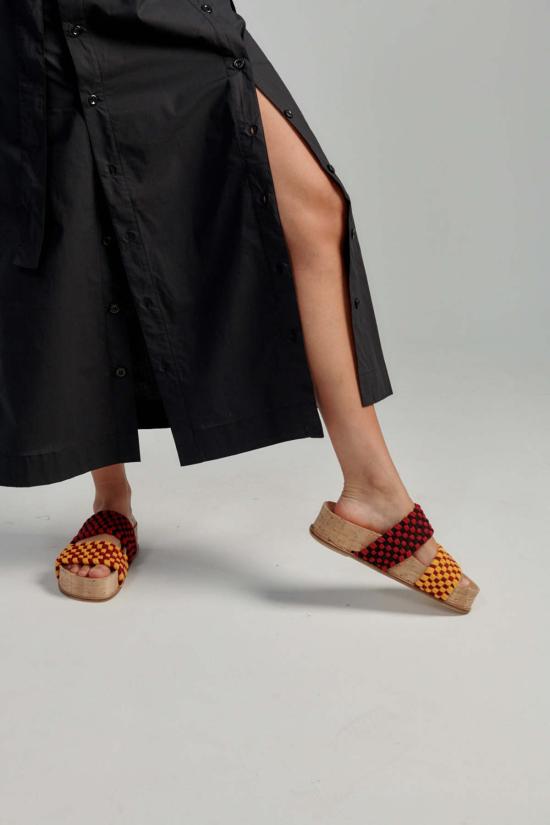  마레아 뮬/슬리퍼 도블 반다 샌들 버건디/머스타드 - MAREA