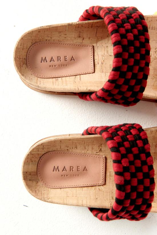  마레아 뮬/슬리퍼 도블 반다 샌들 버건디/머스타드 - MAREA