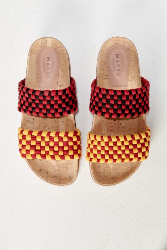  마레아 뮬/슬리퍼 도블 반다 샌들 버건디/머스타드 - MAREA