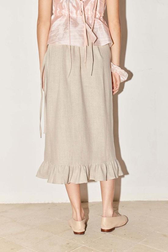  다두라 미디 스커트 다투라 헤비 리넨 러플 스커트 피에드라 - DATURA