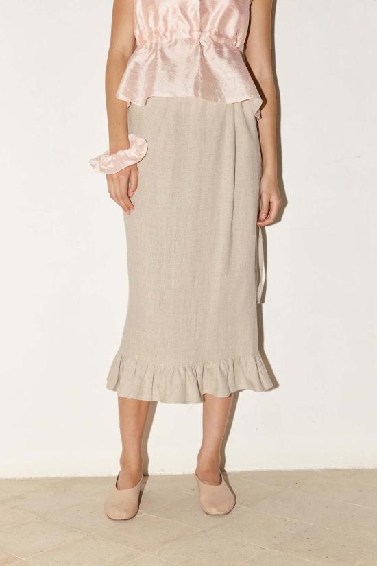  다두라 미디 스커트 다투라 헤비 리넨 러플 스커트 피에드라 - DATURA