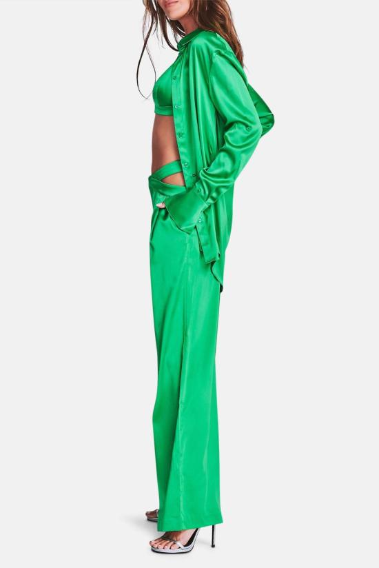  세로야 스트레이트 팬츠 Ser.O.Ya 자리 실크 팬츠 켈리 그린 - SER.O.YA