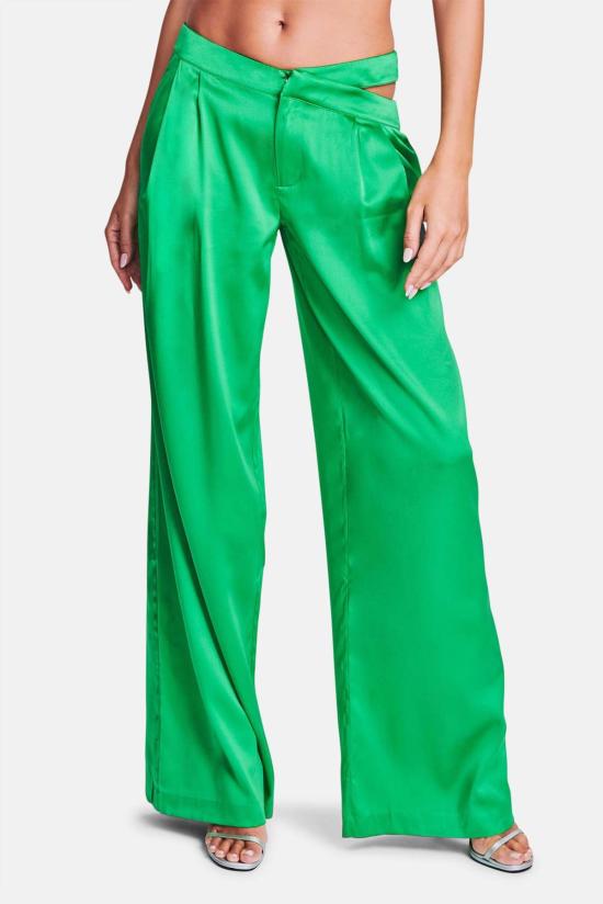  세로야 스트레이트 팬츠 Ser.O.Ya 자리 실크 팬츠 켈리 그린 - SER.O.YA