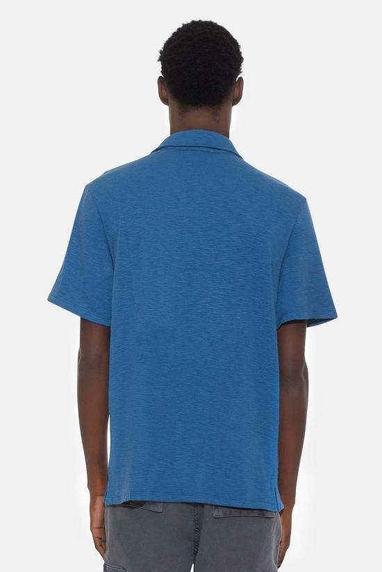  Blue&Cream 반팔 셔츠 블루&크림 슬럽 저지 반팔 버튼다운 바다색 - BLUE&CREAM