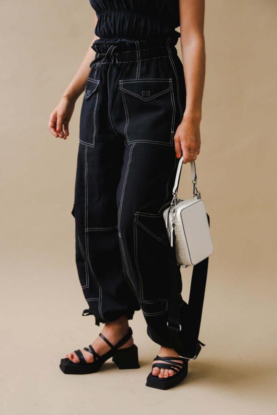  가니 스트레이트 팬츠 라이트 슬럽 팬츠 블랙